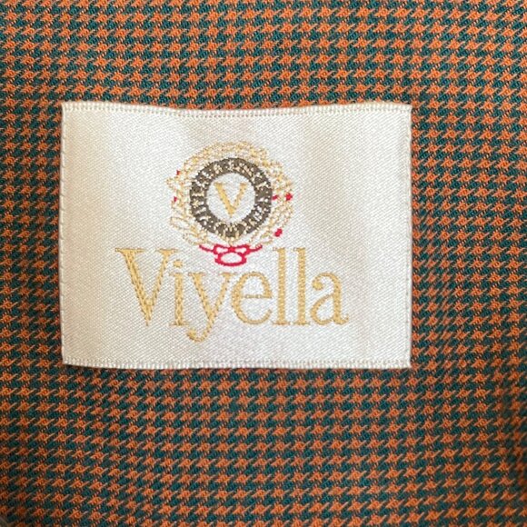 Viyella Mens Shooting Shirt Wool Blend Orange Green Houndstooth Long Slv Size Lg - Picture 6 of 9